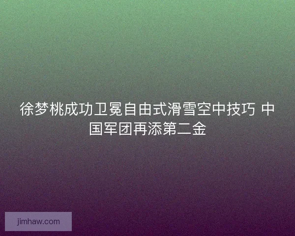 徐梦桃成功卫冕自由式滑雪空中技巧 中国军团再添第二金